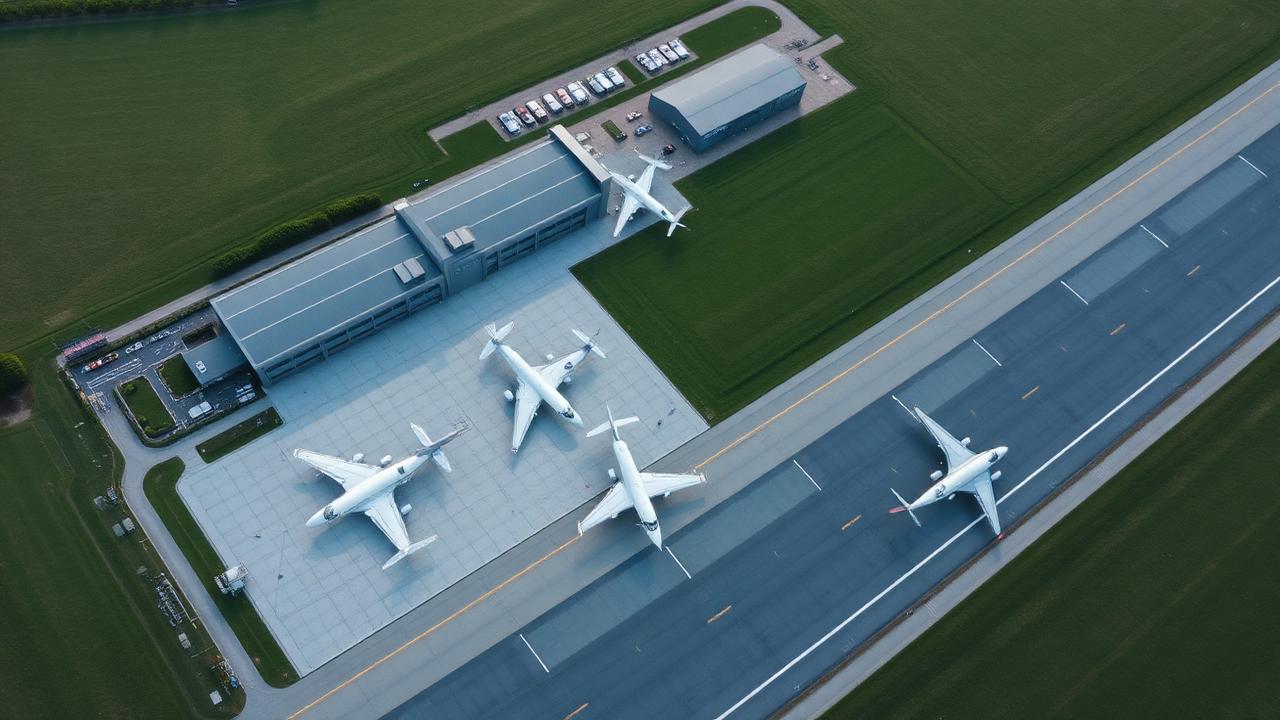 Aerial view of aviation complex